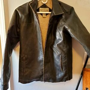 Young Mens Leather Jacket/Sherpa lining